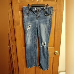American Eagle Outfitters Low Rise Kick Boot Blue Jeans